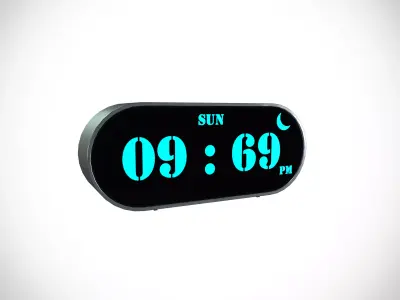 Digital Table Clock  Low-poly 3D model
