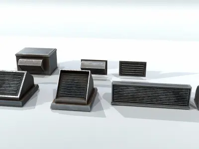 Vent Set of metal grilles Low-poly 3D model