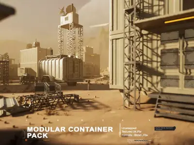 Modular Sci-Fi Container Pack Low-poly 3D model