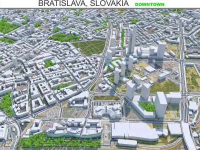 Bratislava Downtown Slovakia Low-poly 3D model