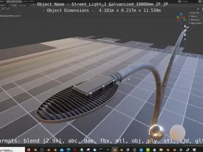 Street Light 1 Galvanized 10000mm 2F 2P Low-poly 3D model