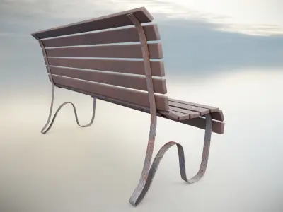 Bench Low-poly 3D model 2