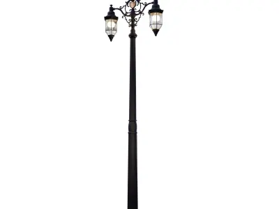 Parisien-Inspired Vintage Streetlight Low-poly 3D model