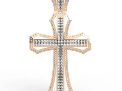Pave Diamond Cross Necklace 3D print model