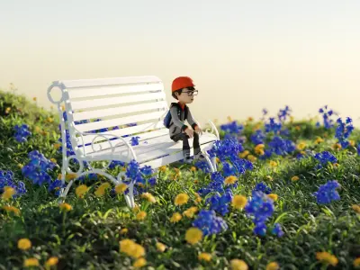 flower scttered scene 3D model