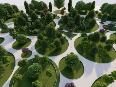 park-public park-Private Park Landscape 3D model