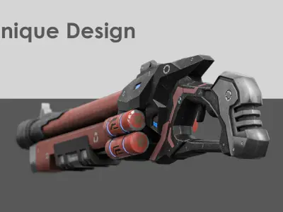 Low Poly Sci-Fi Shotgun Low-poly 3D model