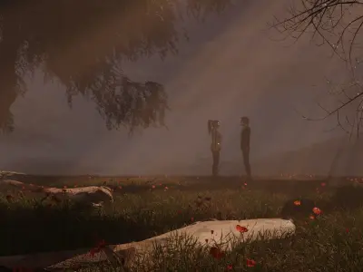 Landscape with couple and natural scene 3D model