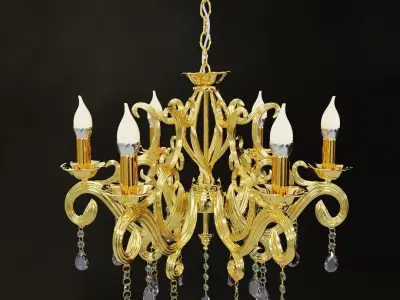 Gold Chandelier Free 3D model