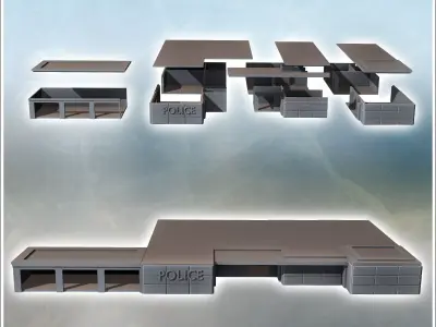 Modern police station with entrance and garage for vehicles 15 - 3D print model