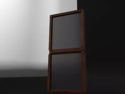 Wooden Door with glass 3D model