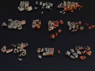 Props Concrete Rubble - Kit 007 Low-poly 3D model