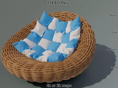 Wicker Comfort Chair Low-poly 3D model