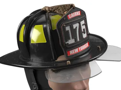  Cairns New Yorker Fire Helmet on Male Head 