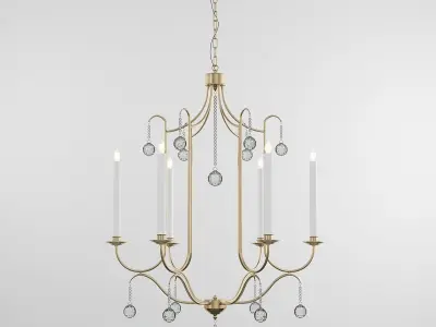 Piper chandelier with four candle holders and crystals 3D model