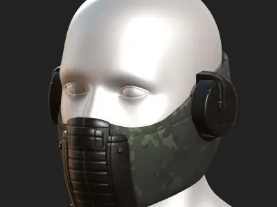 Gas mask respirator scifi futuristic 3d  Low-poly 3D model 10
