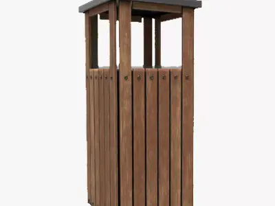 Modern Timber Street bin Vol 07 Game Ready PBR Low-poly 3Dmodel Low-poly 3D model