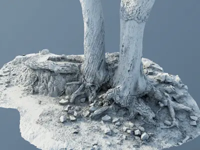 treeroots01 island with tree 3D model