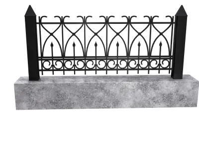 Fence metal and marble Low-poly 3D model