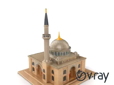 Majestic Mosque with Minaret model pack Low-poly 3D model
