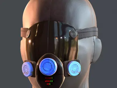 Gas mask helmet 3d model scifi Low-poly  Low-poly 3D model