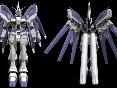 Hi Nu Kai Gundam Low-poly 3D model