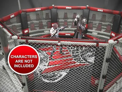 Futuristic MMA Combat Cage Low-poly 3D model
