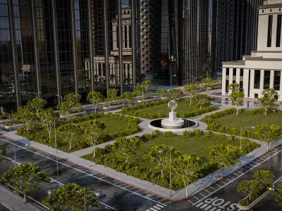 CITY SCENE SET SKYSCRAPER Low-poly 3D model