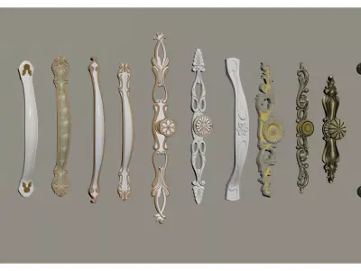European-style cabinet door handles 3D model