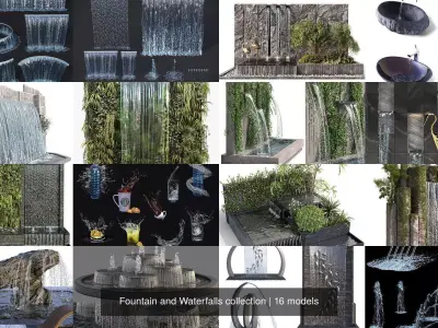 Fountain and Waterfalls collection 3D Model Pack