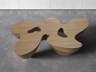 Quark5E coffee table made of wood 3D model