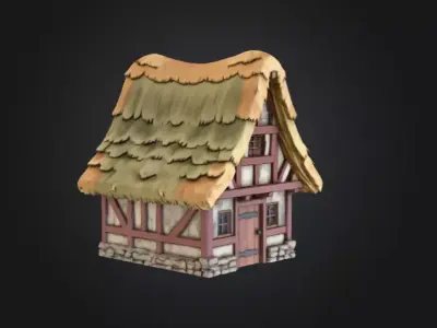 Rustic Medieval Cottage Low-poly 3D model