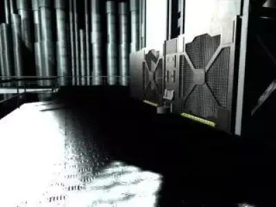 Lift1 room with metal pipes and lights Free 3D model