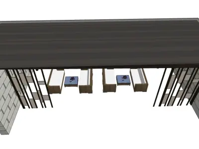 minimalist sitting under pavilion pargola 3D model