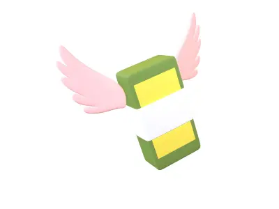 Cartoon Money With Wing V1 009 Low-poly 3D model