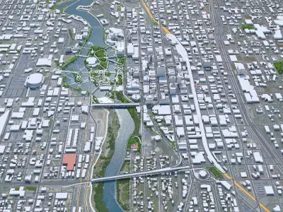 Spokane Downtown Washington USA Low-poly 3D model