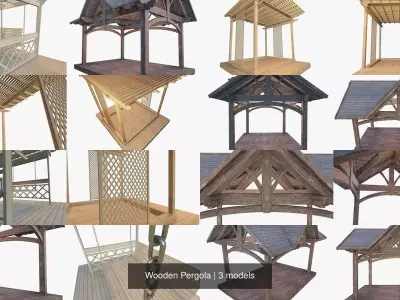 Wooden Pergola 3D Model Pack