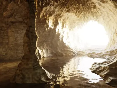 Cave V12 - Complex Cave Base Environment with Water 3D model