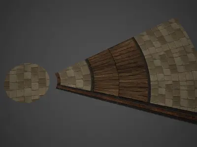 Medieval Wood Stone Floor Low Poly Game Ready Low-poly 3D model