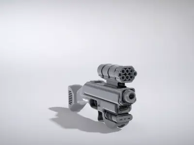 Futuristic Micro Missile Launcher Pistol Low-poly 3D model