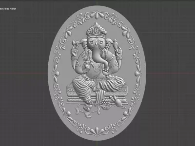 Lord Ganesh Ji Bas Relief Wooden cnc 3D print model