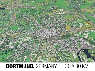 Dortmund Germany 30x30km 3D City Map 3D model