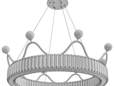 Beveled K9 Crystal Gold Pendant Light Crown Contemporary  Low-poly 3D model