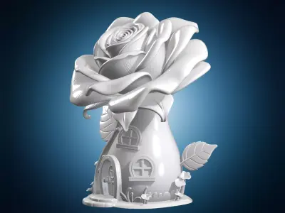 Fairy House Rose Large Bloom As Roof 3D print model