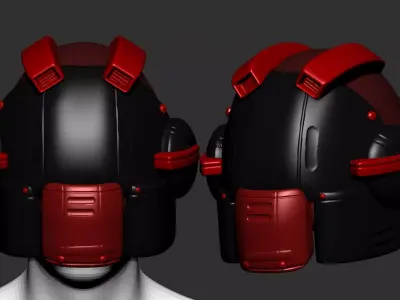 gas mask helmet scifi high poly sculpt 3d printable  3D model 4