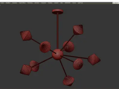 Amber Glass Diamond Hanging Chandelier Low-poly 3D model