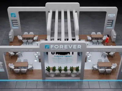 2-Modern Exhibition Booth 13x8m - 3ds Max - Corona Renderer Low-poly 3D model