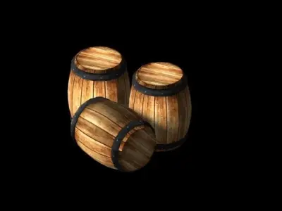Barrel wooden Low-poly 3D model