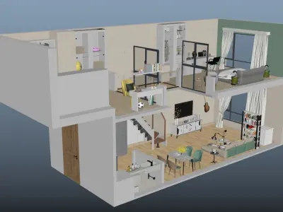 Duplex apartment floorplan  Square40 3D model