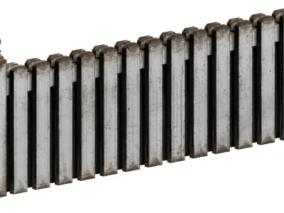 Wooden white fence Low-poly 3D model